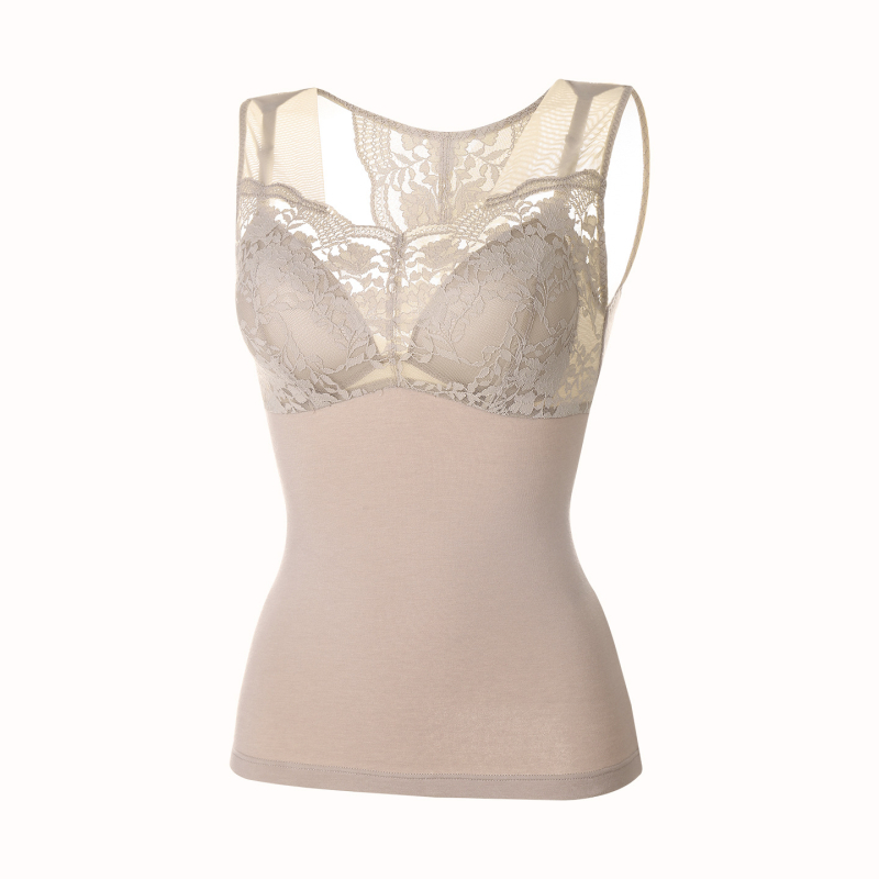 Topla vest s integriranim jastučićima, čipkasti rub, fleecem podstavljena najlon tkanina