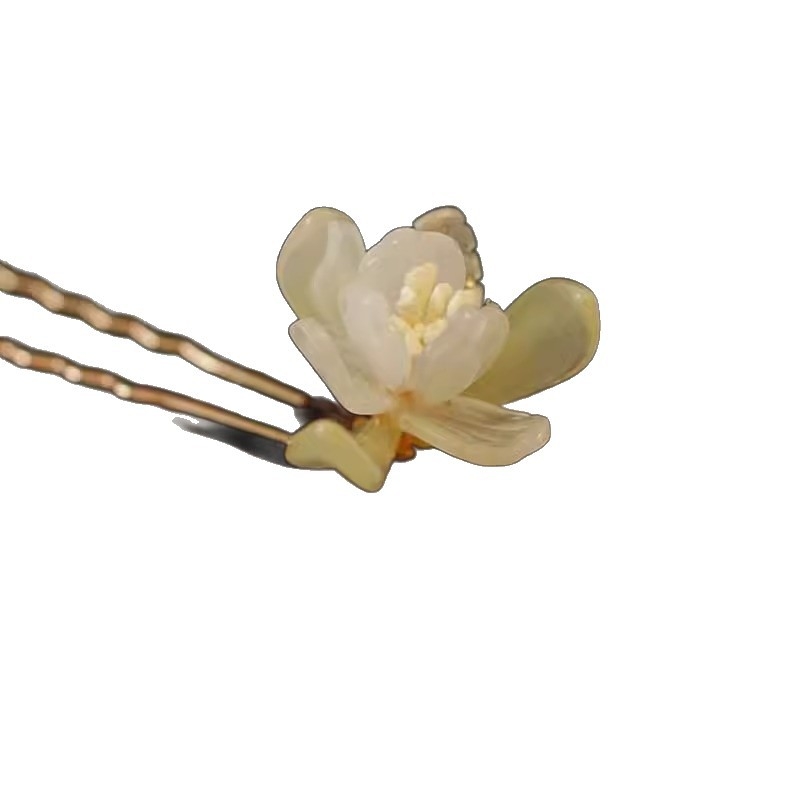Ručni ukosnica za kosu s oblikom magnolije, U-oblik, od legure, elektroplatiranje, retro stil
