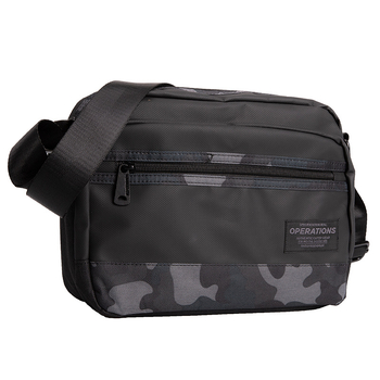 Geantă de umăr pentru bărbați din pânză, cu fermoar, cu o curea, buzunare interioare pentru telefon și card — stil stradal