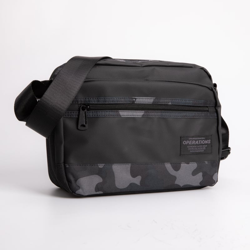 Geantă de umăr pentru bărbați din pânză, cu fermoar, cu o curea, buzunare interioare pentru telefon și card — stil stradal