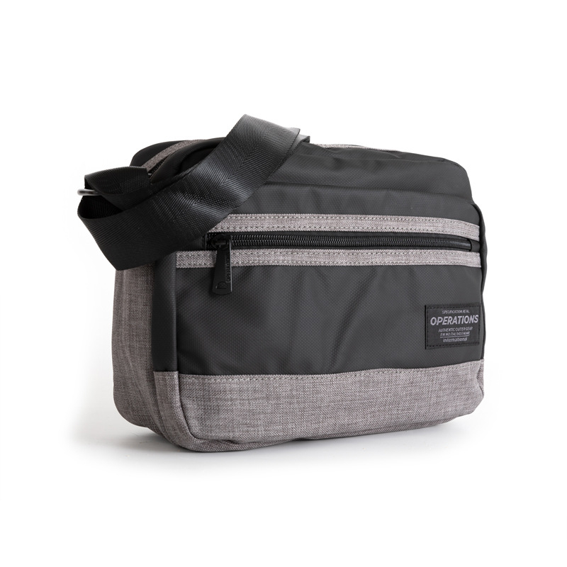 Geantă de umăr pentru bărbați din pânză, cu fermoar, cu o curea, buzunare interioare pentru telefon și card — stil stradal