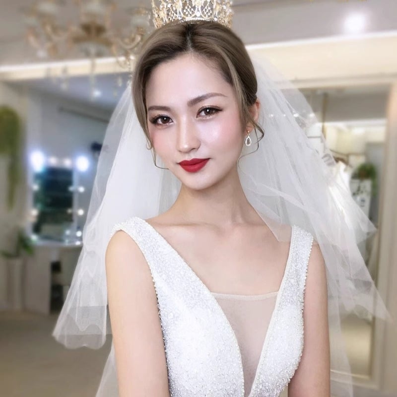 Set vjenčanog vela, ogrlice i naušnica, mrežasti materijal, svestran stil, za vjenčanje, proljeće 2025