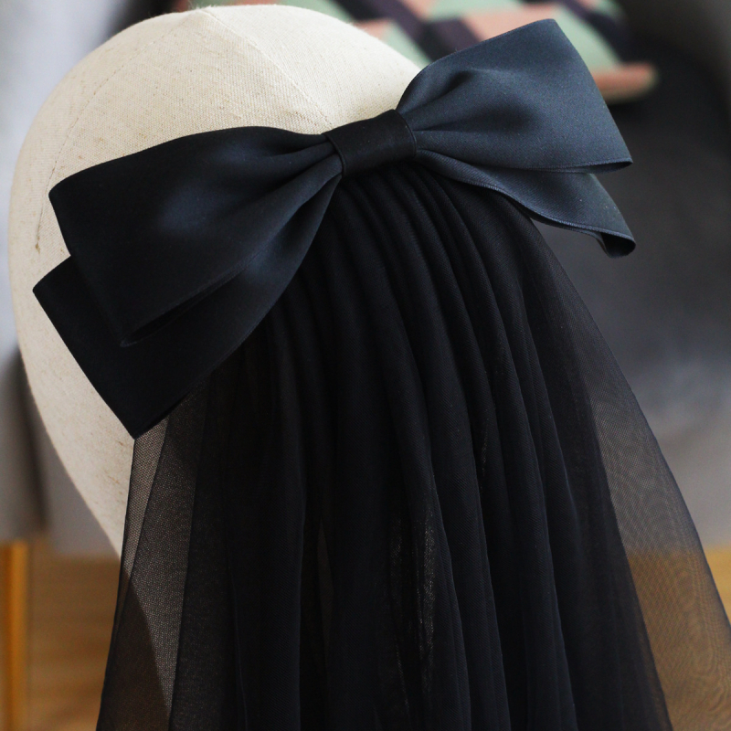 Dodatak za glavu s mašnicom, dvostruki slojeviti vjenčani veo, ručna izrada, retro stil, za vjenčanje