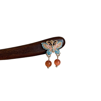 Igla za kosu od sandalovog drveta sa leptirovim resicama, retro geometrijski dizajn, ručno izrađeni dodatak