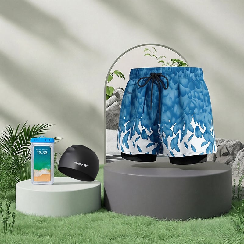 Εκτυπωμένο γρήγορο-στέγνωστο ελαστικό μαγιό παραλίας για ενήλικες – Πολυεστέρας 80–90%, επένδυση από Σπαντέξ 85%, για κολύμβηση και θαλάσσια σπορ