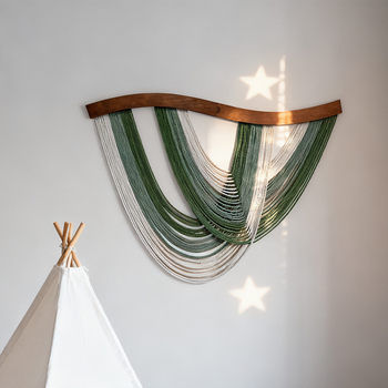 Σκανδιναβικού στυλ χειροποίητο βαμβακερό υφαντό διακοσμητικό για τον τοίχο, ορθογώνιο, ριγέ σχέδιο