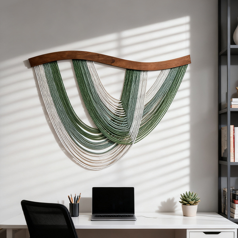 Σκανδιναβικού στυλ χειροποίητο βαμβακερό υφαντό διακοσμητικό για τον τοίχο, ορθογώνιο, ριγέ σχέδιο