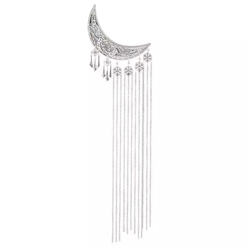 Hanfu dodatak za kosu s polumjesečastim resama — legura, vintage ženski stil, geometrijski dizajn, elektroplatiranje, porijeklo Yiwu