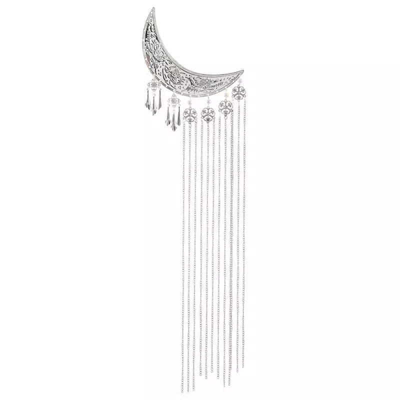 Hanfu dodatak za kosu s polumjesečastim resama — legura, vintage ženski stil, geometrijski dizajn, elektroplatiranje, porijeklo Yiwu