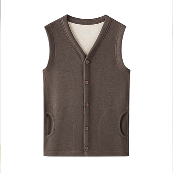 Muški termalni prsluk s flisom, dvostruki sloj od viskoze, V-izrez, može se nositi kao vanjski sloj