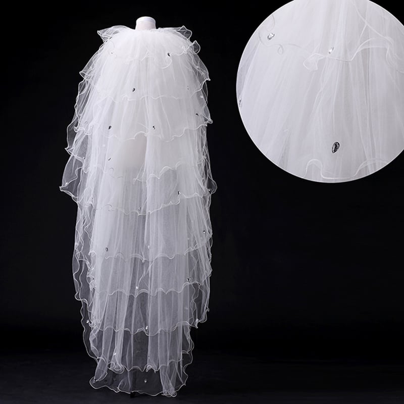 Dodaci za glavu: katedralski mrežasti veo, višeslojni vjenčani veo