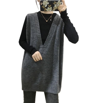 Плетена женска жилетка от вълна, V-образно деколте, корейски стил, ултра къс дизайн (≤40 см), пролет 2025