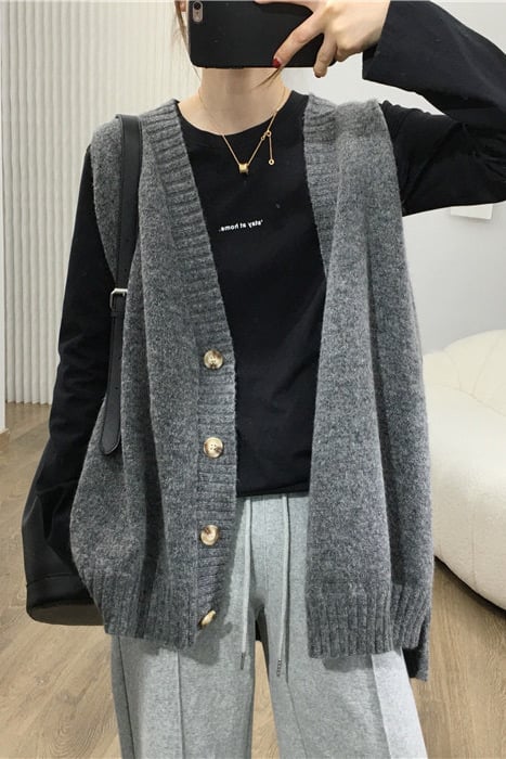 Плетена женска жилетка от вълна, V-образно деколте, корейски стил, ултра къс дизайн (≤40 см), пролет 2025