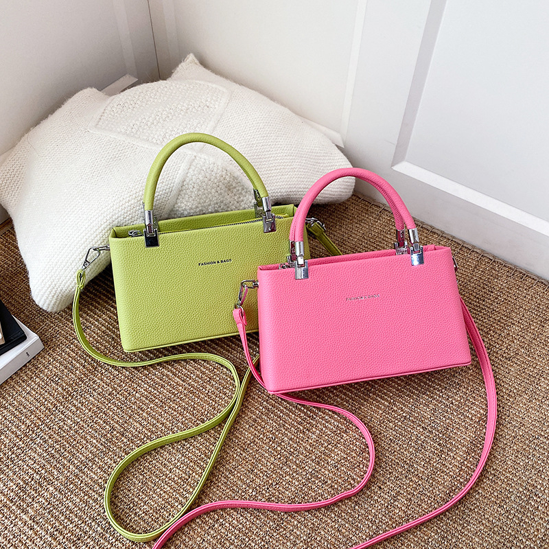 Ženska PU crossbody torbica, macaron boja, srednja veličina, horizontalni kvadratni oblik, podstava od najlona