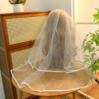 Vjenčani veo za kosu s dvostrukim slojem, najlon materijal, kopča za kosu, Proljeće 2025