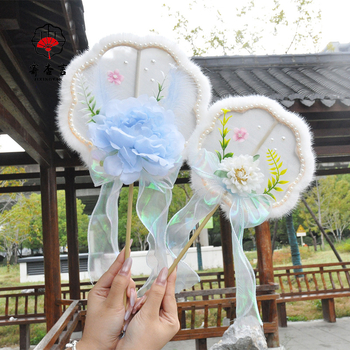 Ръчен фен, китайски стил, ръчна изработка, пластмасова рамка