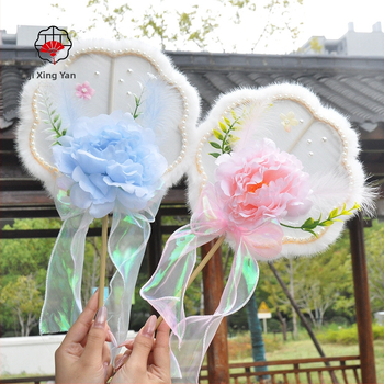 Ръчен фен, китайски стил, ръчна изработка, пластмасова рамка