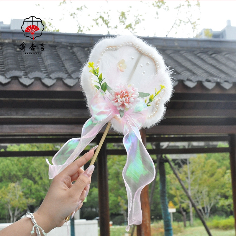 Ръчен фен, китайски стил, ръчна изработка, пластмасова рамка