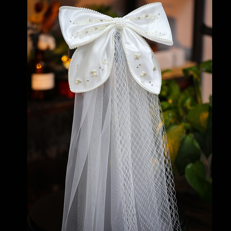 Accesoriu pentru cap de mireasă – plasă, stil retro, fundă, Ivan