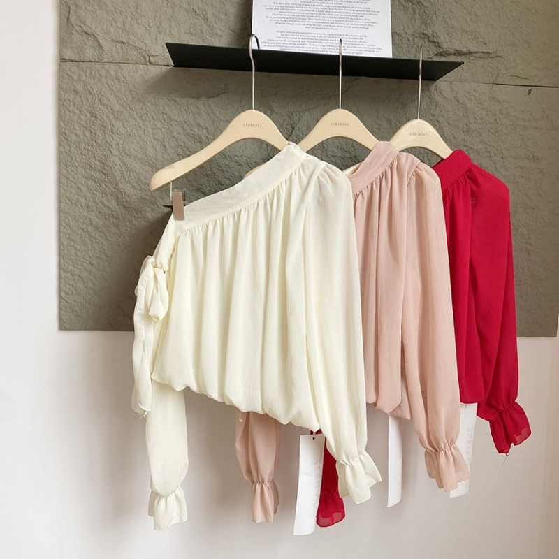 Ženska majica od Chenille sa Spandexom, ovratnik s jednim redom i rukavi u stilu princeze (Spring 2025)