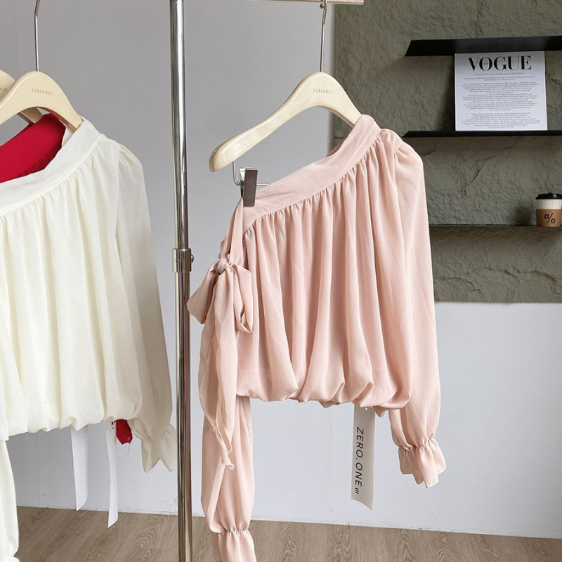 Ženska majica od Chenille sa Spandexom, ovratnik s jednim redom i rukavi u stilu princeze (Spring 2025)