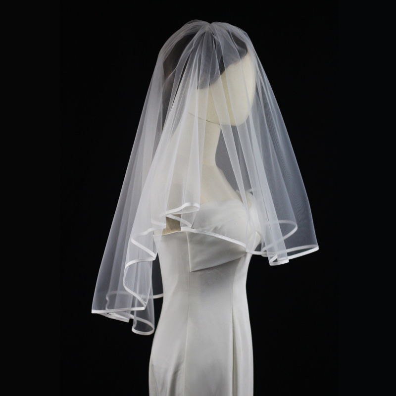 Văl de mireasă pentru cap - Nailon dublu strat, stil minimalist feminin, V356 Xinmei Collection