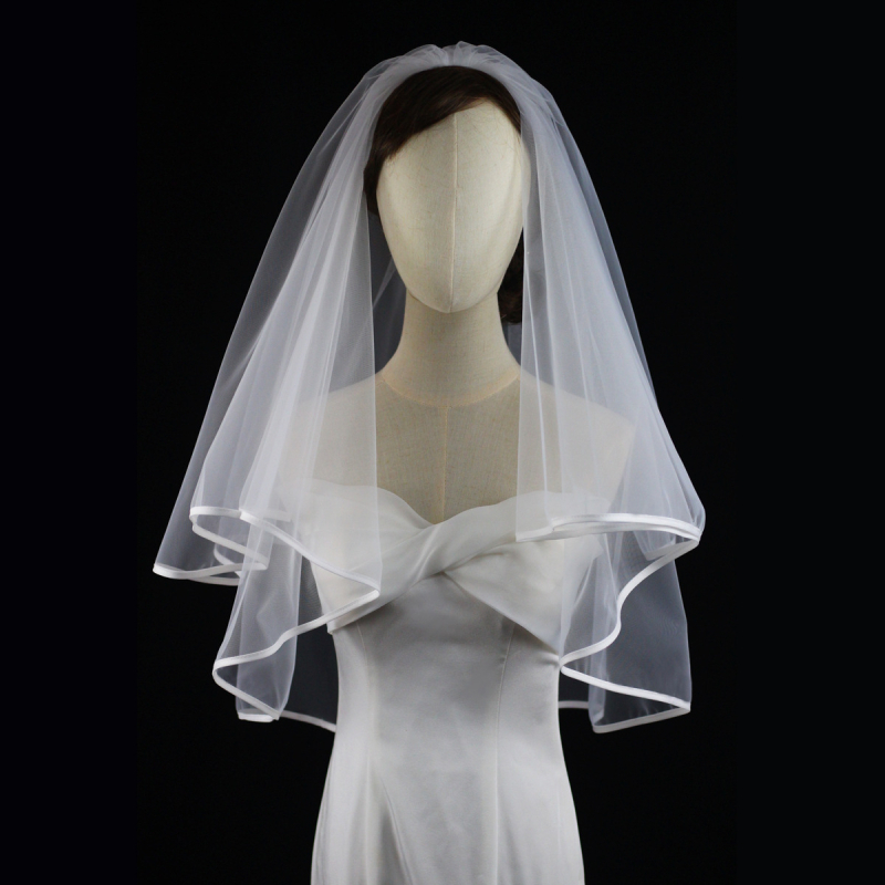 Văl de mireasă pentru cap - Nailon dublu strat, stil minimalist feminin, V356 Xinmei Collection