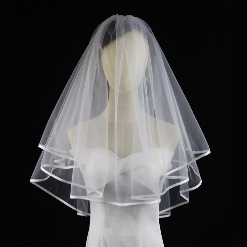 Văl de mireasă pentru cap - Nailon dublu strat, stil minimalist feminin, V356 Xinmei Collection