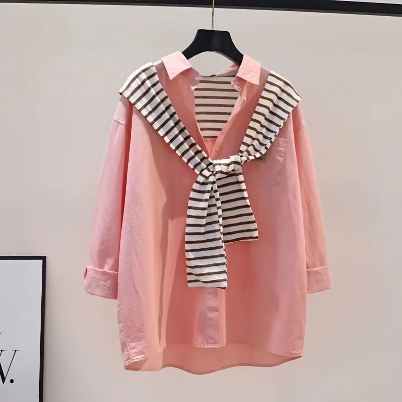 Lagana bluza s otvorenim ramenima i polo ovratnikom, akrilna smjesa, kratki rukavi