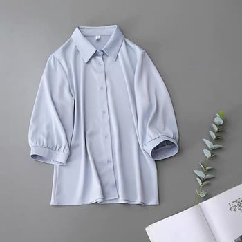 Košulja s polo ovratnikom, kratkim rukavima, ležerni ljetni stil, tkanina od metalne žice (polyester 70–80%)