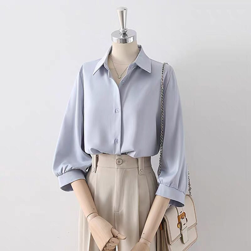 Košulja s polo ovratnikom, kratkim rukavima, ležerni ljetni stil, tkanina od metalne žice (polyester 70–80%)