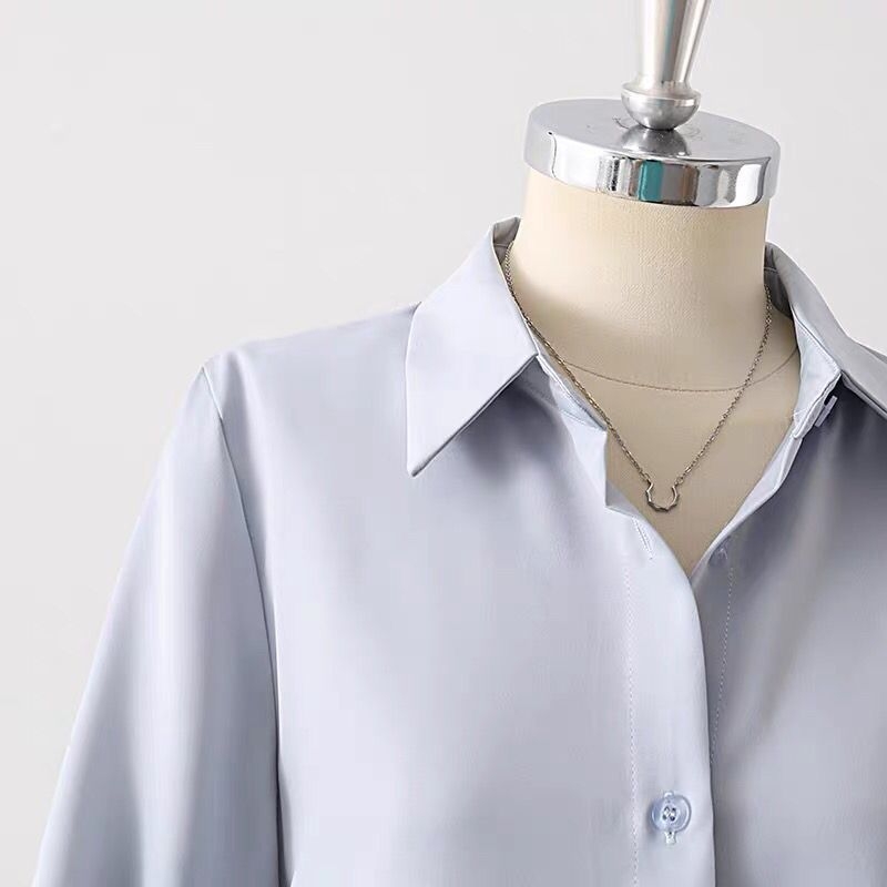 Košulja s polo ovratnikom, kratkim rukavima, ležerni ljetni stil, tkanina od metalne žice (polyester 70–80%)
