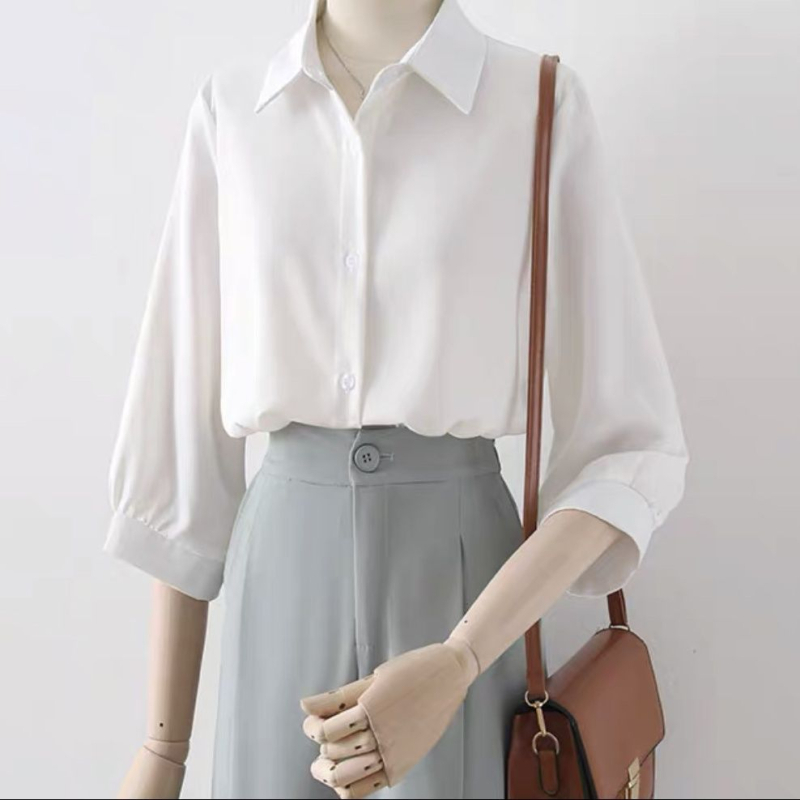 Košulja s polo ovratnikom, kratkim rukavima, ležerni ljetni stil, tkanina od metalne žice (polyester 70–80%)