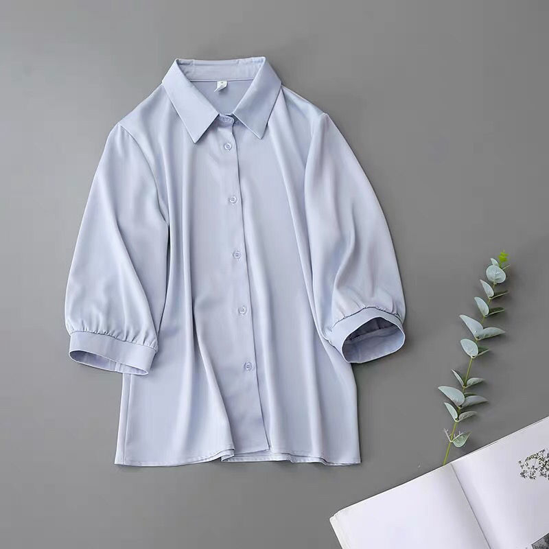 Košulja s polo ovratnikom, kratkim rukavima, ležerni ljetni stil, tkanina od metalne žice (polyester 70–80%)