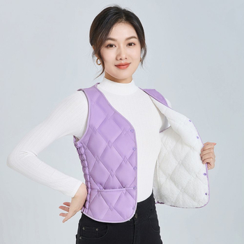 Женска жилетка с V-образно деколте, флийс, тясна кройка, зима 2025, Rayon плат 95%+