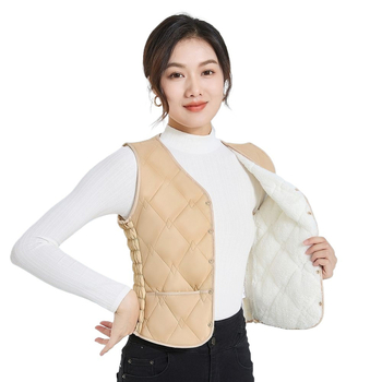 Женска жилетка с V-образно деколте, флийс, тясна кройка, зима 2025, Rayon плат 95%+