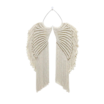 Νορδικού στυλ, χειροποίητος υφαντός γοβλέν από βαμβάκι για τον τοίχο με φτερά αγγέλου, ορθογώνιο σχήμα, μονόχρωμο μοτίο