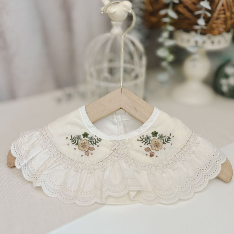 Dječji dekorativni lažni ovratnik s cvjetnim uzorkom i mrežastom tkaninom, podstava od pamuka, podesiv