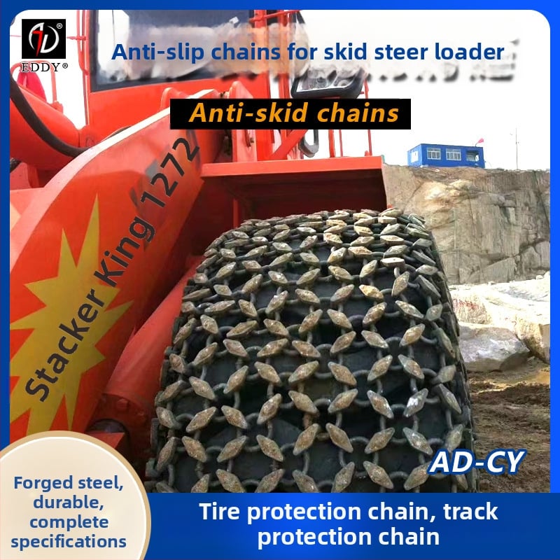 AD značkové protišmykové reťaze na koleso nakladača, rombové články, zliatinový reťaz pre sneh, pre jedno alebo dve kolesá