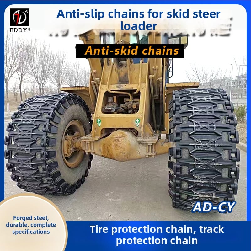 AD značkové protišmykové reťaze na koleso nakladača, rombové články, zliatinový reťaz pre sneh, pre jedno alebo dve kolesá