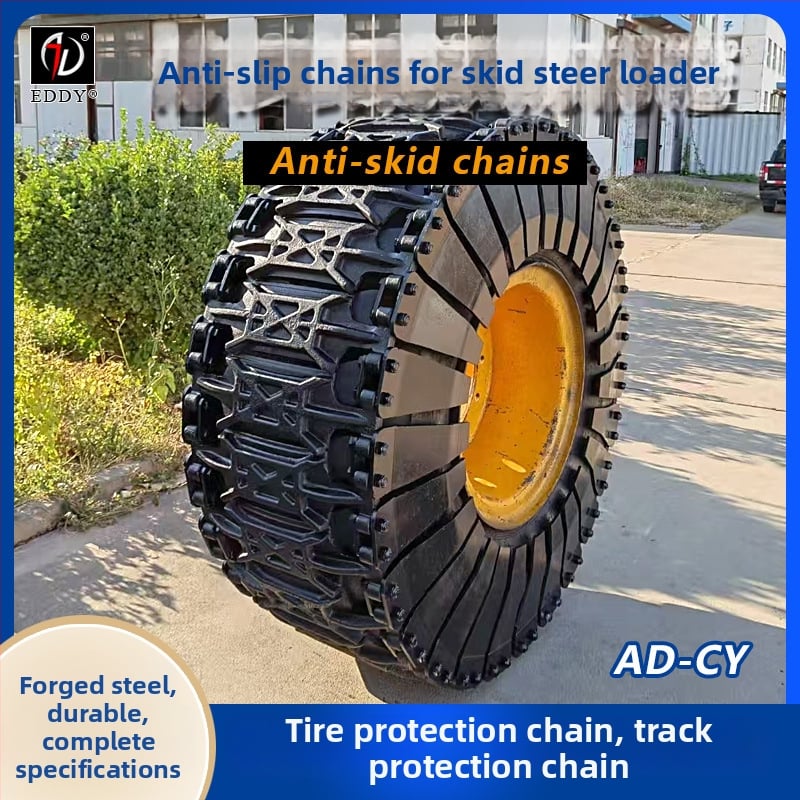 AD značkové protišmykové reťaze na koleso nakladača, rombové články, zliatinový reťaz pre sneh, pre jedno alebo dve kolesá