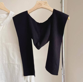 Šal s kapuljom u korejskom stilu, čvorom za vezivanje i lažnim ovratnikom - unisex, poliester, izlazak jeseni 2025