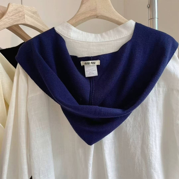 Šal s kapuljom u korejskom stilu, čvorom za vezivanje i lažnim ovratnikom - unisex, poliester, izlazak jeseni 2025