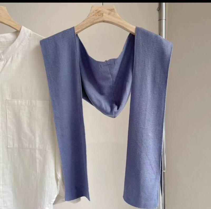 Šal s kapuljom u korejskom stilu, čvorom za vezivanje i lažnim ovratnikom - unisex, poliester, izlazak jeseni 2025