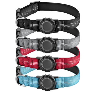 Колие за домашни любимци с Airtag защитен капак и локатор, отразителни ленти, водоустойчиво, универсално пасващо