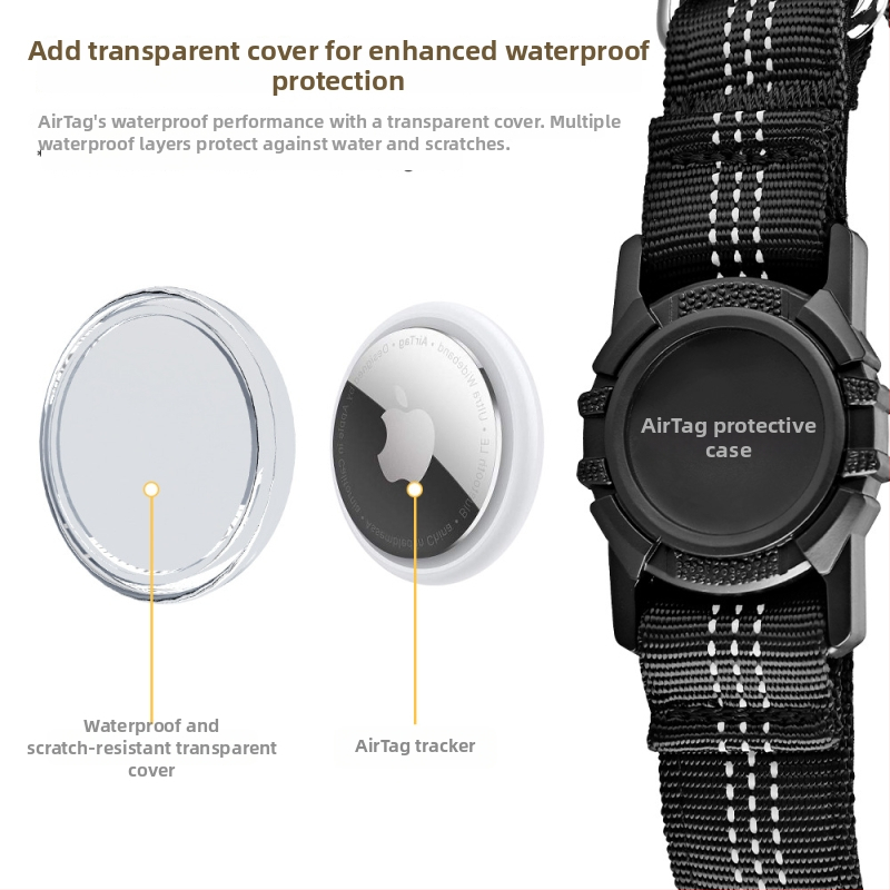 Колие за домашни любимци с Airtag защитен капак и локатор, отразителни ленти, водоустойчиво, универсално пасващо