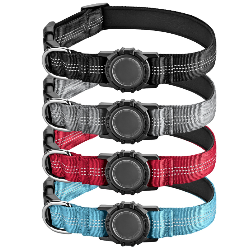 Колие за домашни любимци с Airtag защитен капак и локатор, отразителни ленти, водоустойчиво, универсално пасващо