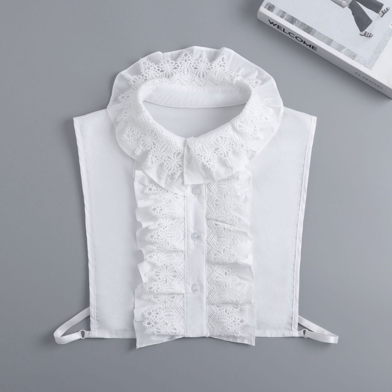 Ženska lažna ovratnica s volanima – nježan stil, šifon, podstava poliester, jedinstven jednobojni dizajn s uvijenim rubom, jesen 2025
