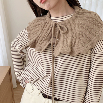 Șal tricotat din lână pentru primăvară, vară și toamnă — accesoriu decorativ, cu dungi, purtat peste cămașă