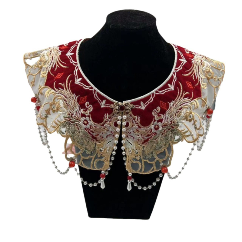Hanfu ramenski ukras s resicama, čipkana izvezenost i privjesak s lancem od perlica, cvjetni uzorak, novi kineski stil